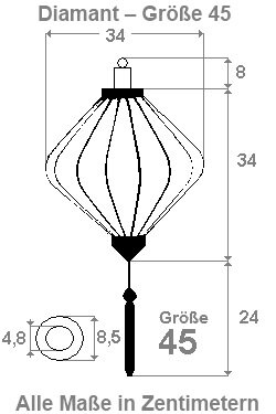 Zilveren lampion diamant 45