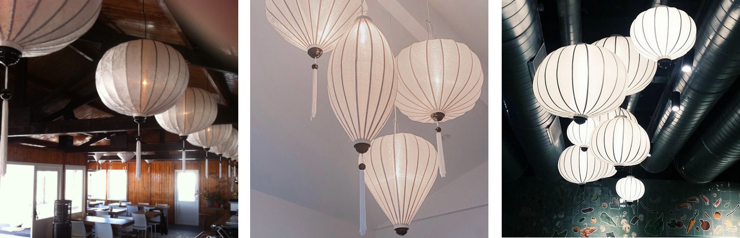 Hanglamp in Japanse stijl van echte zijde